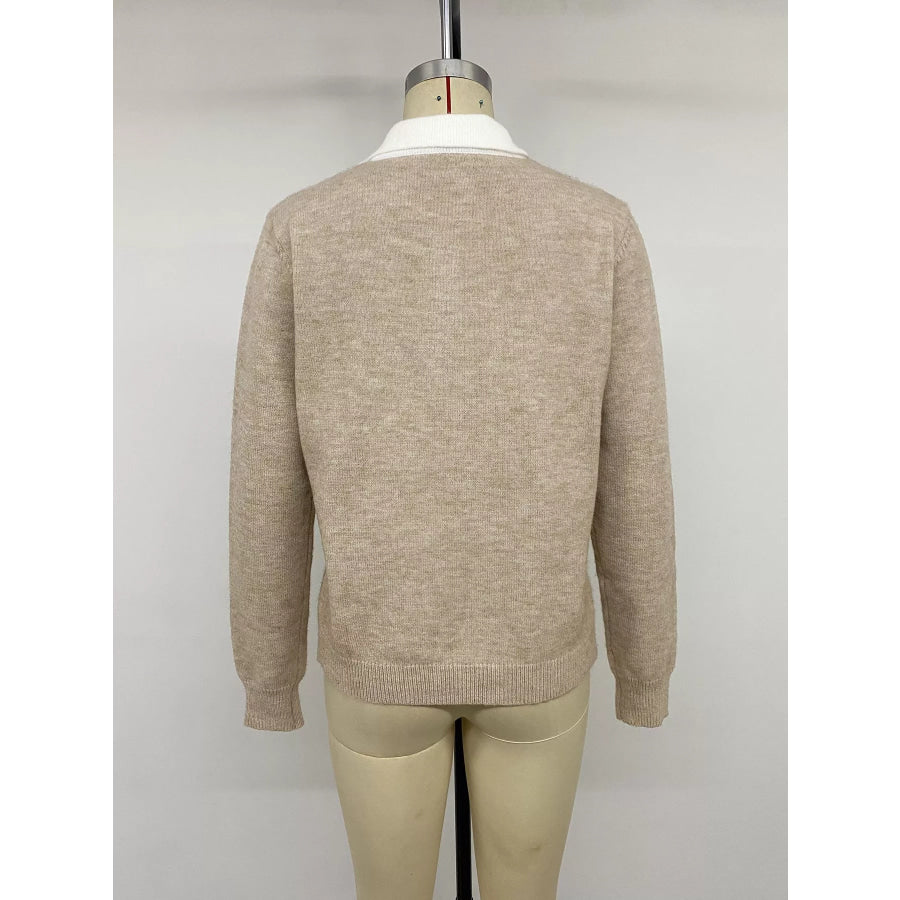 Argyle Patterned Polo Collar Sweater Apparel and Accessories