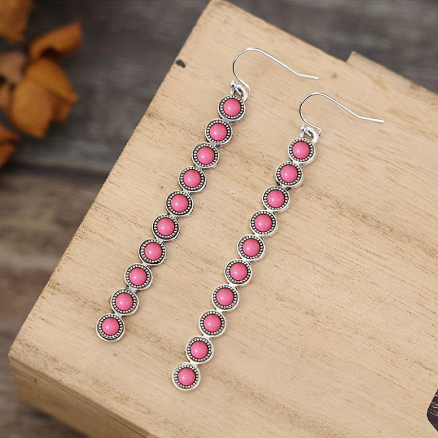 Artificial Turquoise Alloy Bar Earrings Pink / One Size Apparel and Accessories