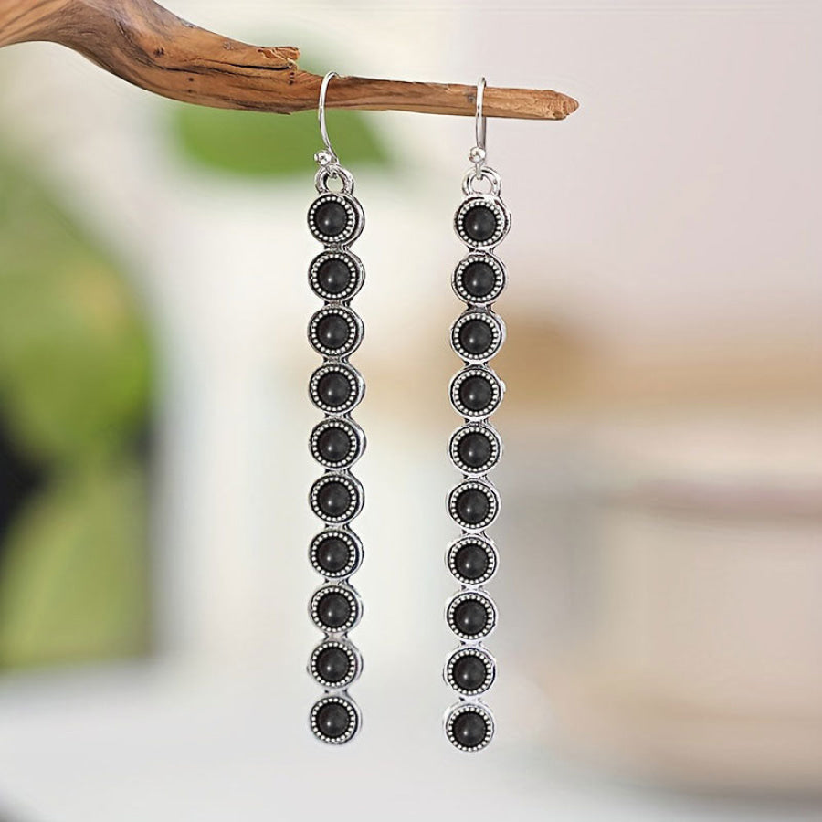 Artificial Turquoise Alloy Bar Earrings Black / One Size Apparel and Accessories