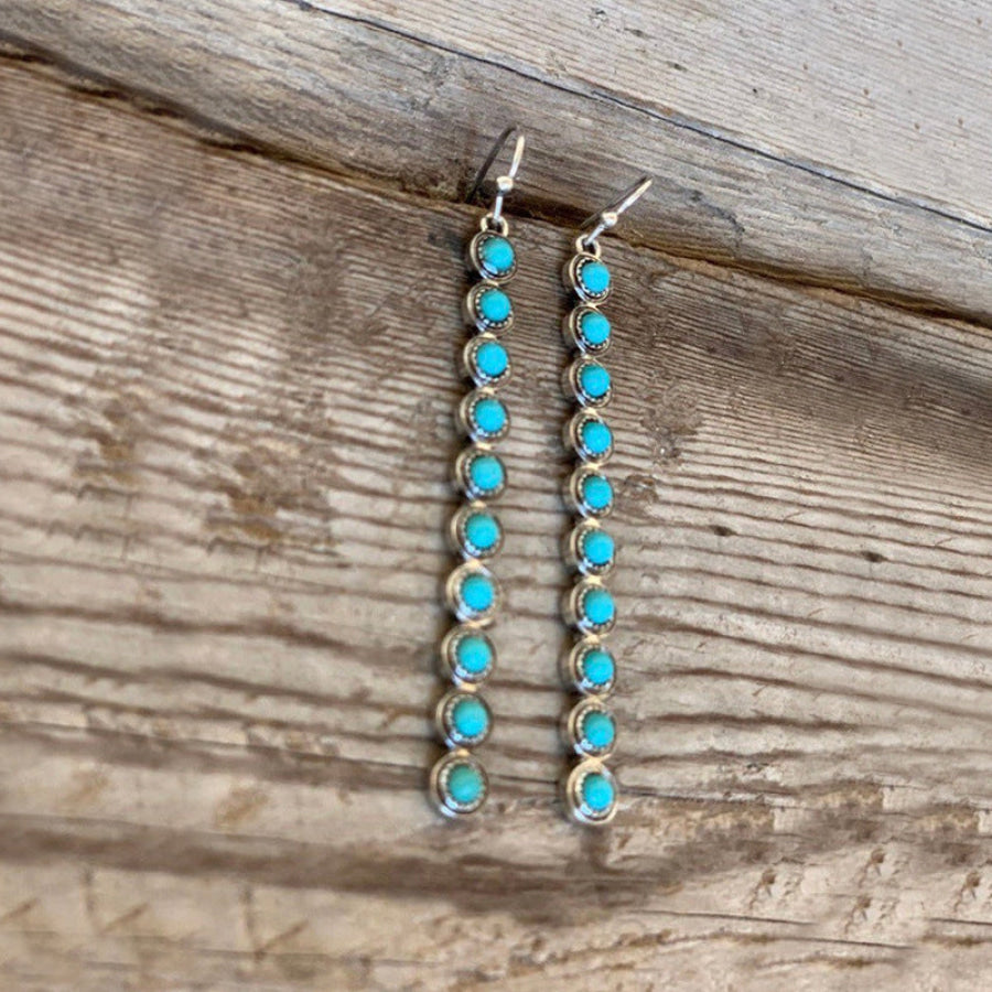 Artificial Turquoise Alloy Bar Earrings Turquoise / One Size Apparel and Accessories