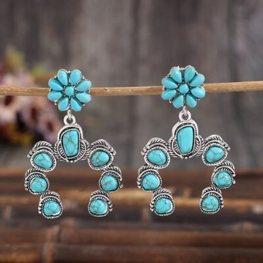 Artificial Turquoise Alloy Dangle Earrings Pastel Blue / One Size Apparel and Accessories