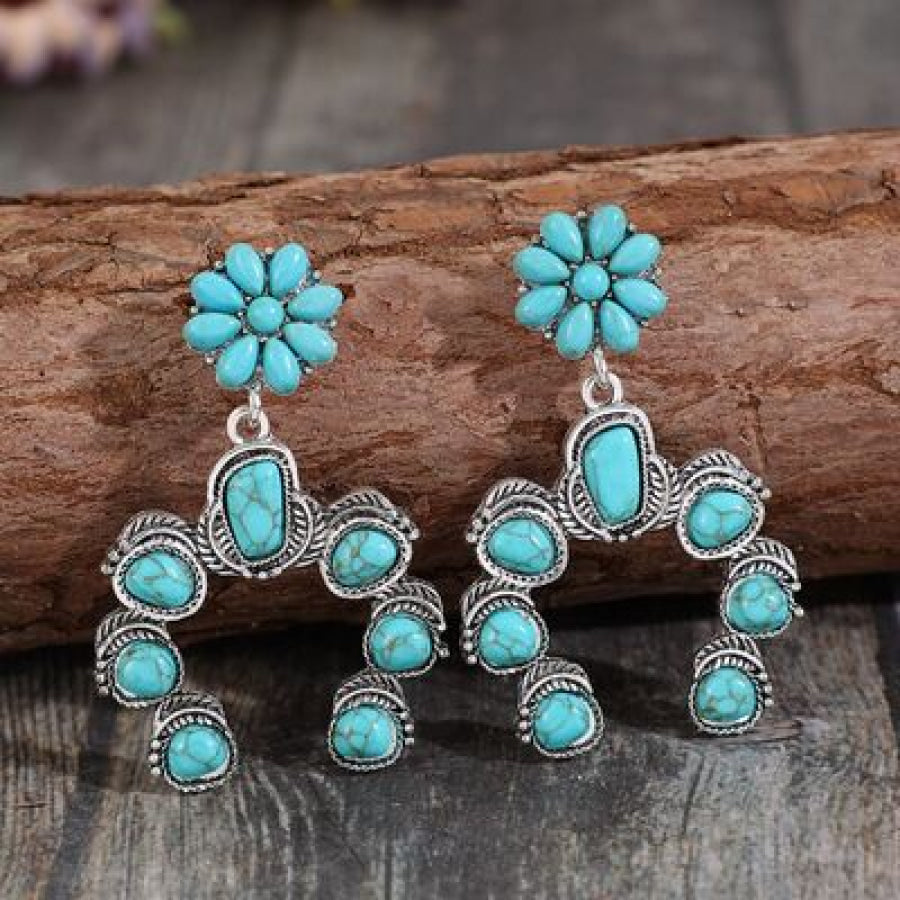 Artificial Turquoise Alloy Dangle Earrings Pastel Blue / One Size Apparel and Accessories