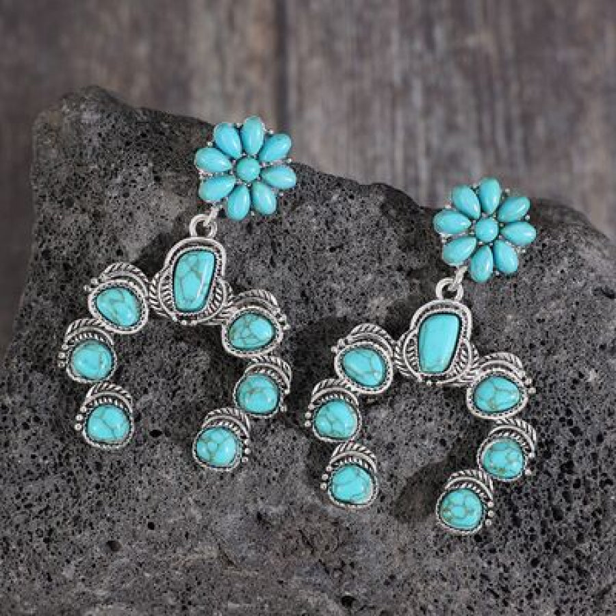 Artificial Turquoise Alloy Dangle Earrings Pastel Blue / One Size Apparel and Accessories