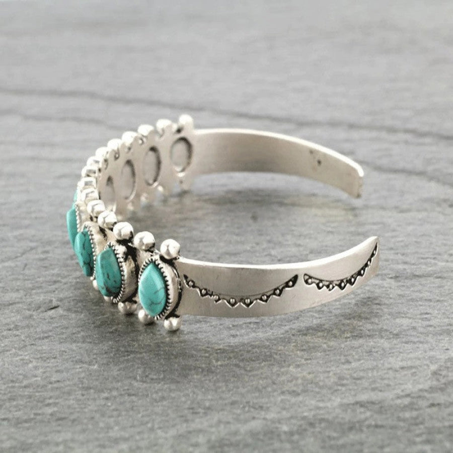 Artificial Turquoise Alloy Open Bracelet Turquoise / One Size Apparel and Accessories