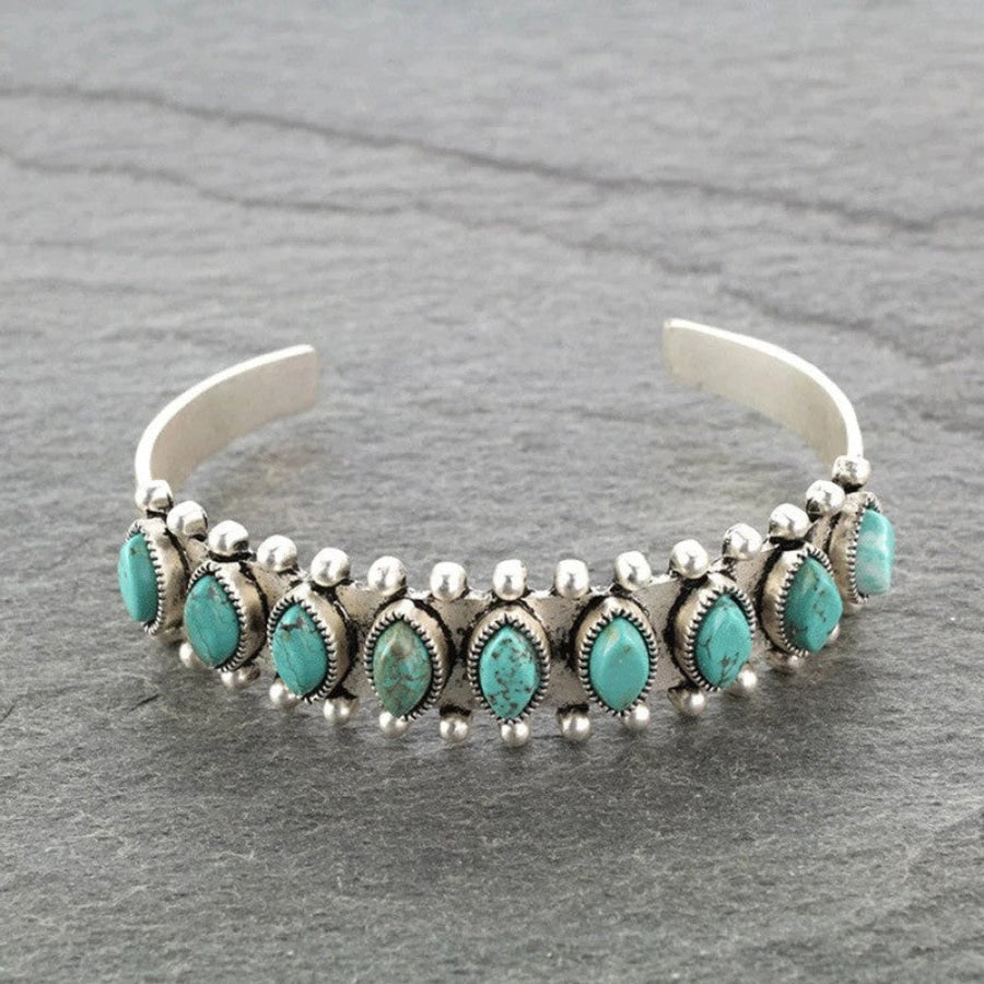 Artificial Turquoise Alloy Open Bracelet Turquoise / One Size Apparel and Accessories