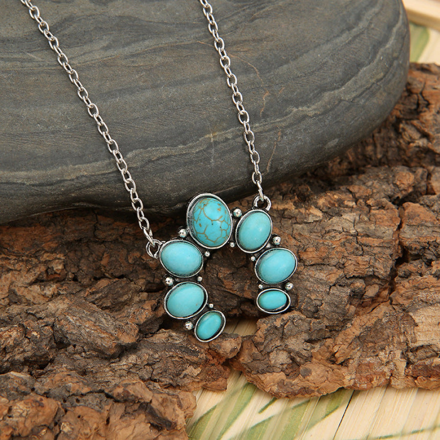 Artificial Turquoise Alloy Pendant Necklace Turquoise / One Size Apparel and Accessories