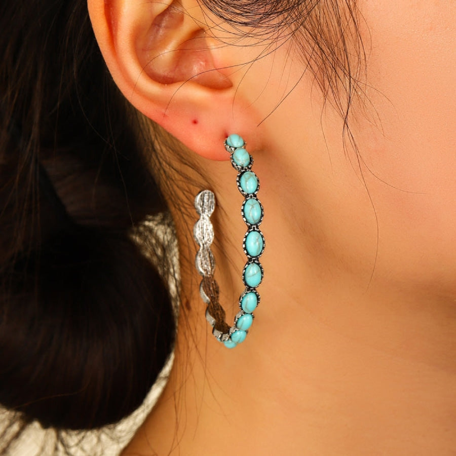 Artificial Turquoise C-Hoop Earrings Turquoise / One Size