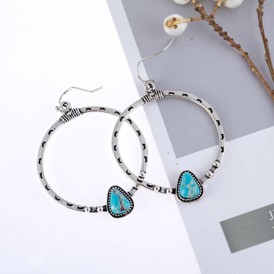 Artificial Turquoise Drop Earrings Silver / One Size