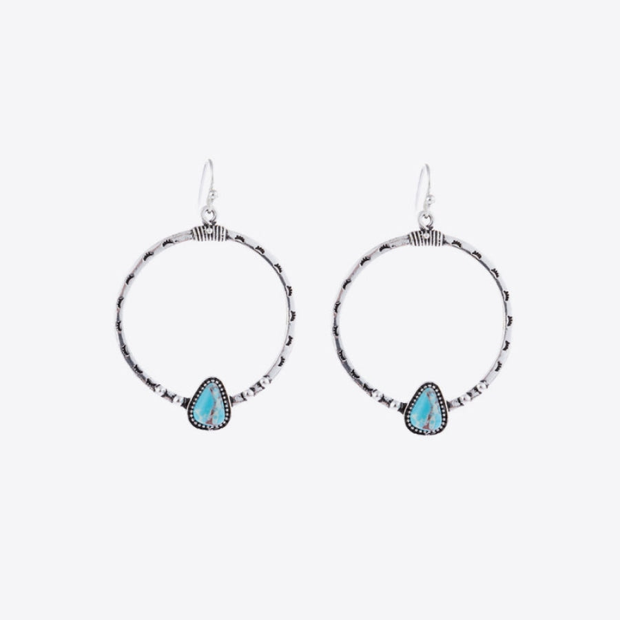 Artificial Turquoise Drop Earrings Silver / One Size