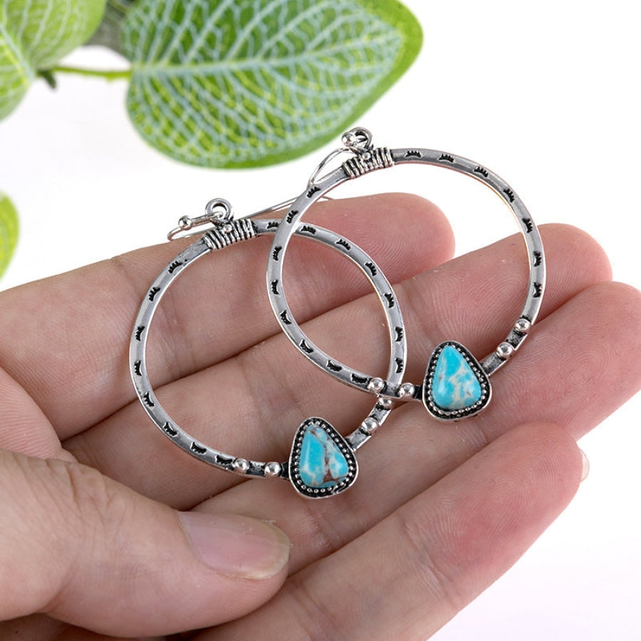 Artificial Turquoise Drop Earrings Silver / One Size