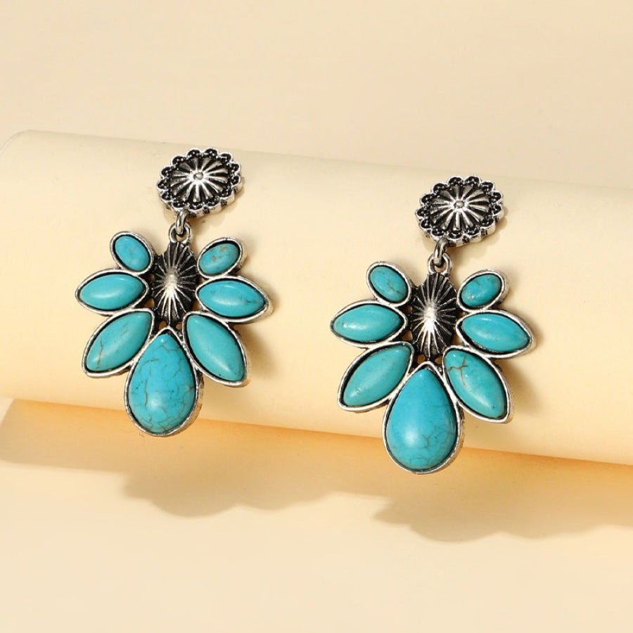 Artificial Turquoise Flower Earrings Turquoise / One Size