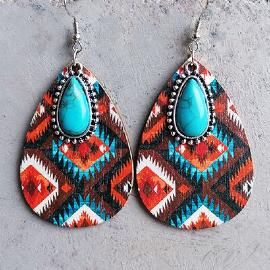 Artificial Turquoise Geometric Teardrop Earrings style B / One Size Apparel and Accessories