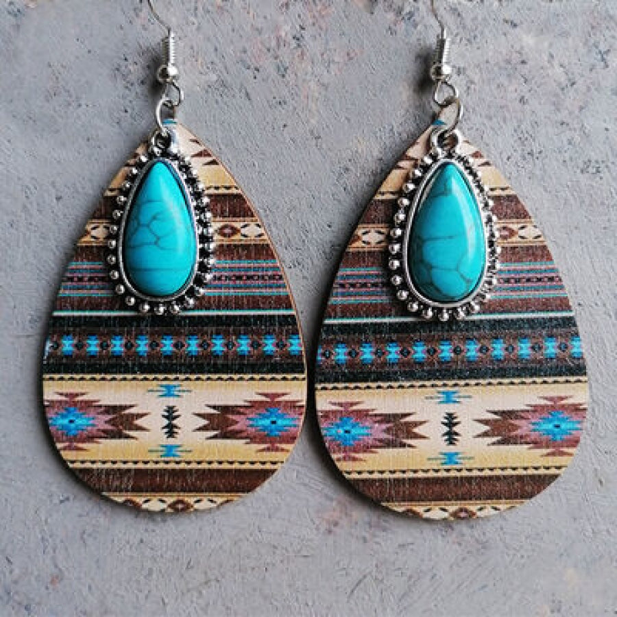 Artificial Turquoise Geometric Teardrop Earrings style C / One Size Apparel and Accessories