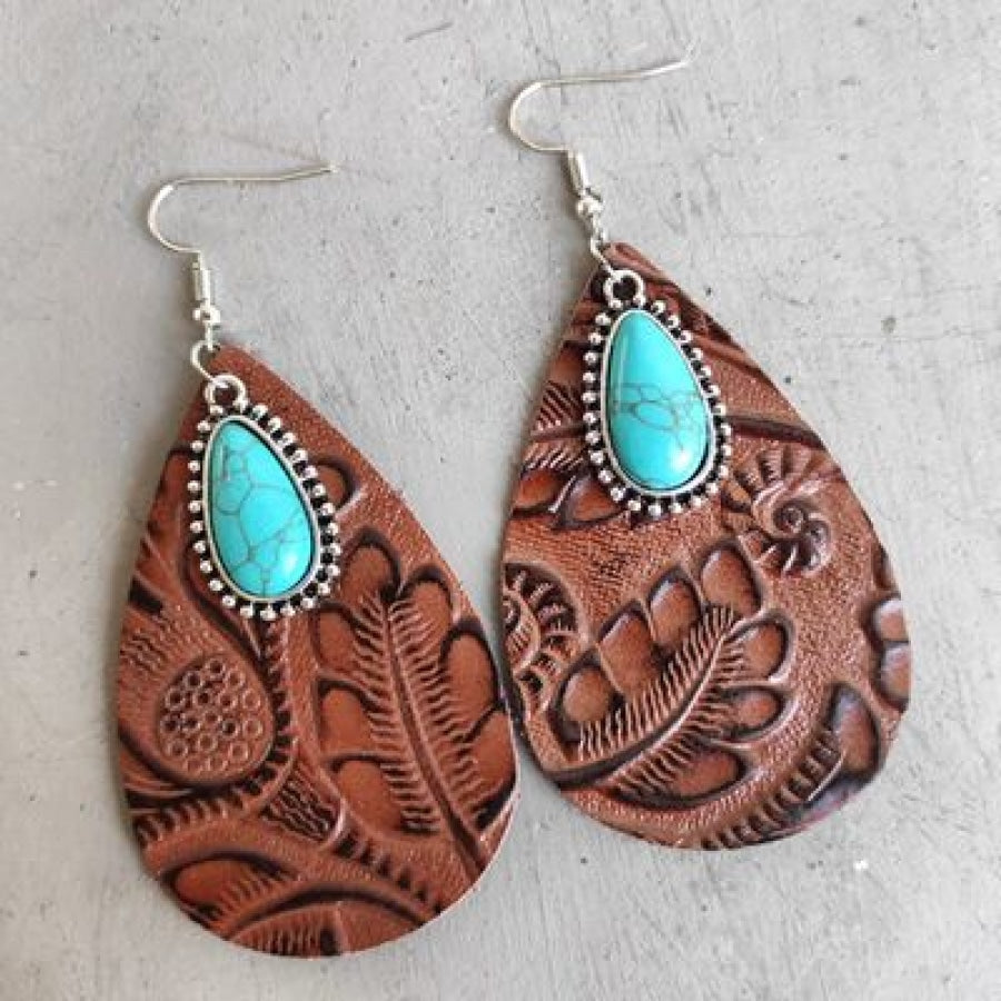 Artificial Turquoise Teardrop Earrings Apparel and Accessories