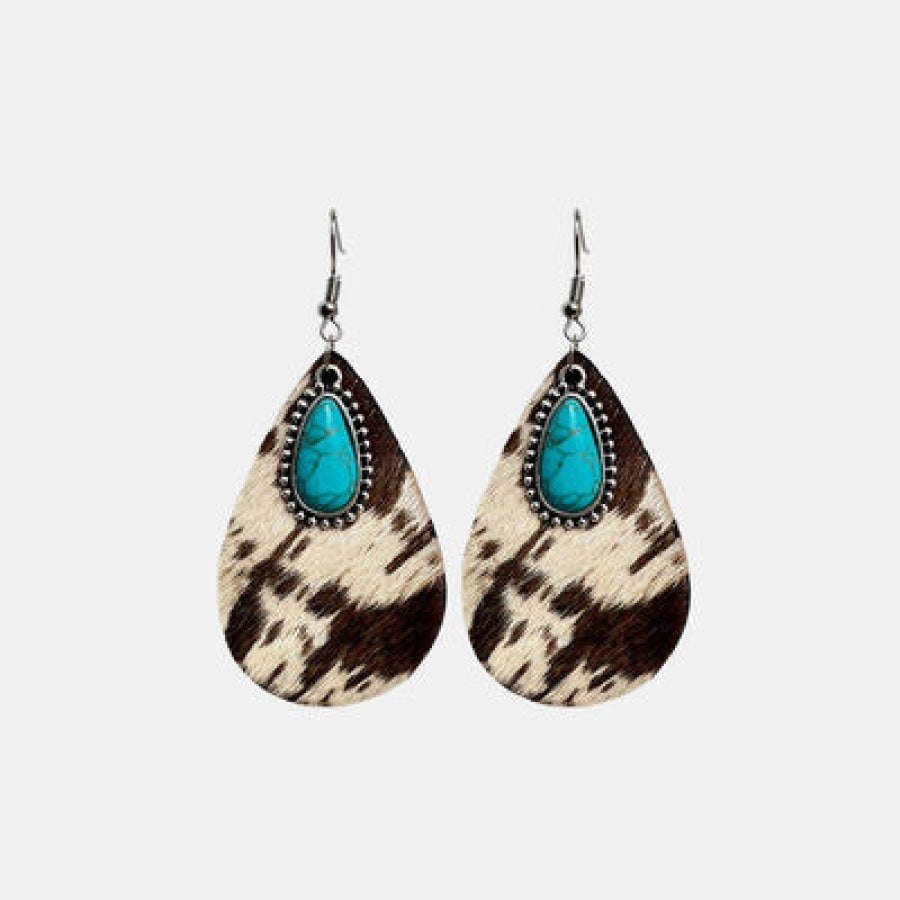 Artificial Turquoise Teardrop Earrings Khaki / One Size Apparel and Accessories