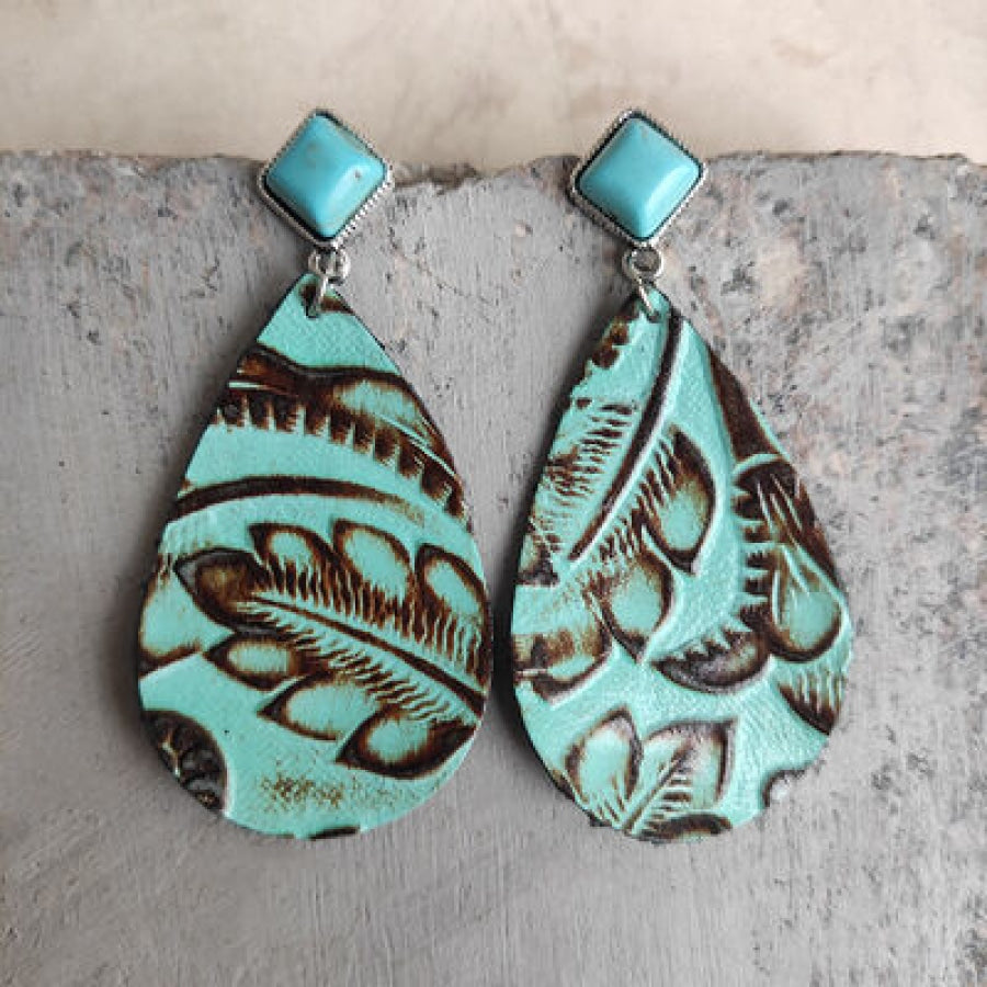 Artificial Turquoise Teardrop Earrings Turquoise / One Size Apparel and Accessories