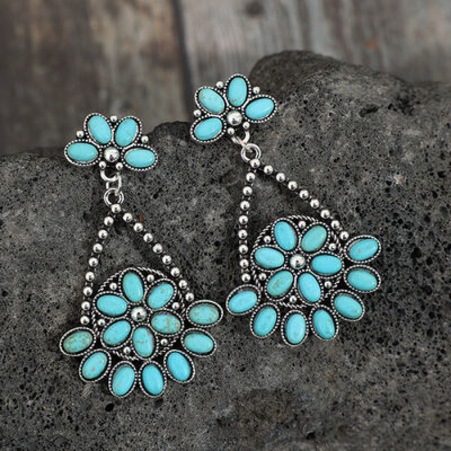 Artificial Turquoise Teardrop Earrings Silver / One Size Apparel and Accessories