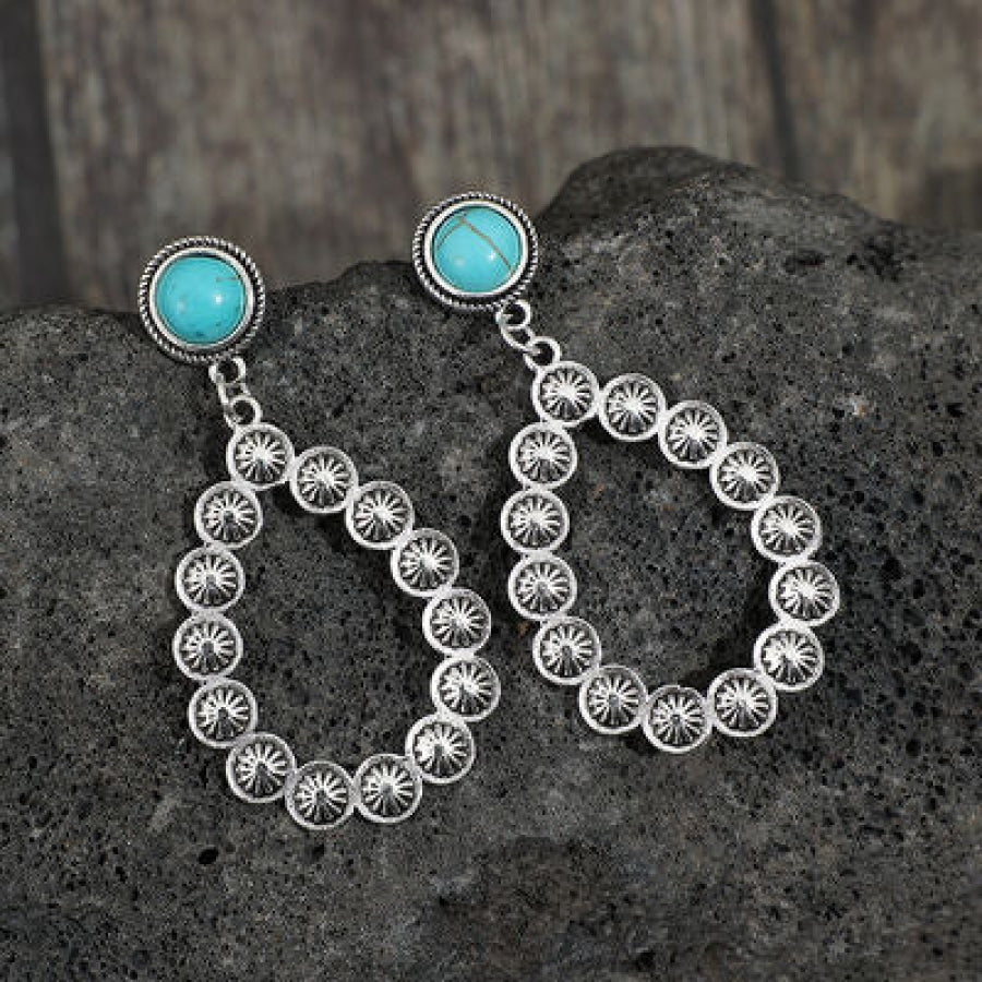 Artificial Turquoise Teardrop Earrings Silver / One Size Apparel and Accessories