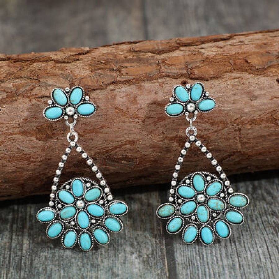 Artificial Turquoise Teardrop Earrings Silver / One Size Apparel and Accessories