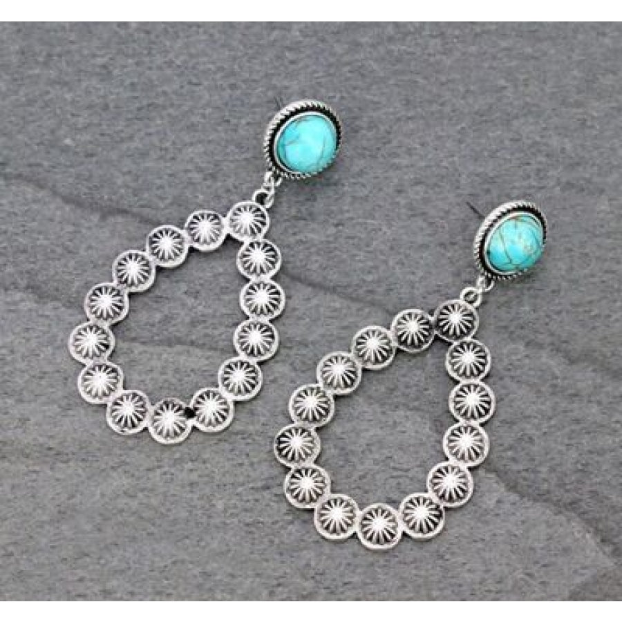 Artificial Turquoise Teardrop Earrings Silver / One Size Apparel and Accessories