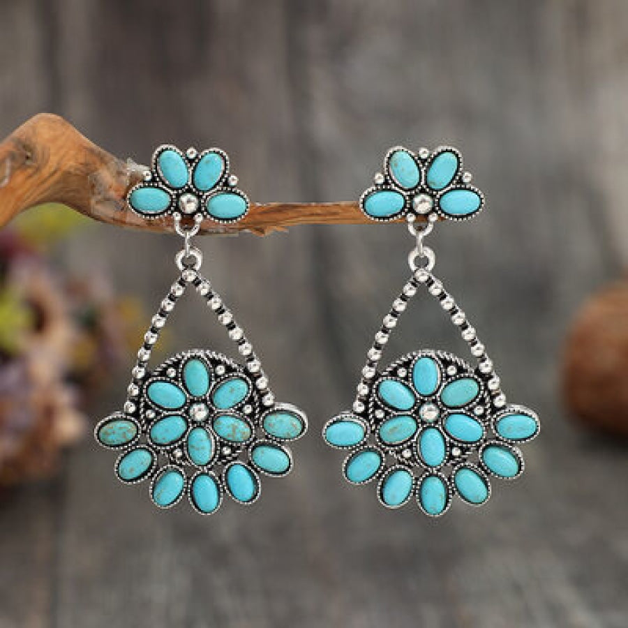 Artificial Turquoise Teardrop Earrings Silver / One Size Apparel and Accessories