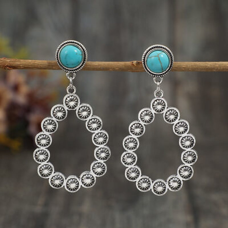 Artificial Turquoise Teardrop Earrings Silver / One Size Apparel and Accessories