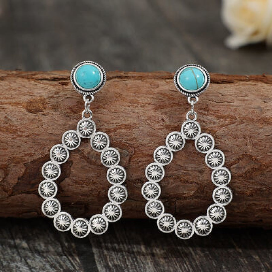 Artificial Turquoise Teardrop Earrings Silver / One Size Apparel and Accessories