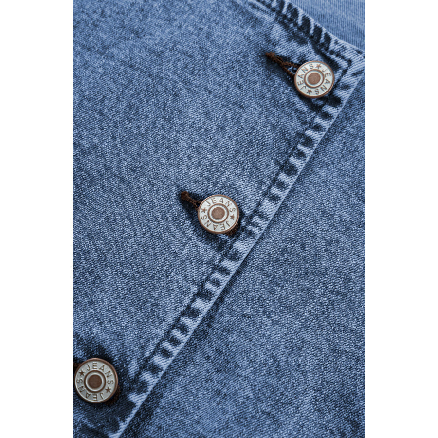 Ashleigh Blue Buttoned Front Slit Denim Vest Outerwear/Vests
