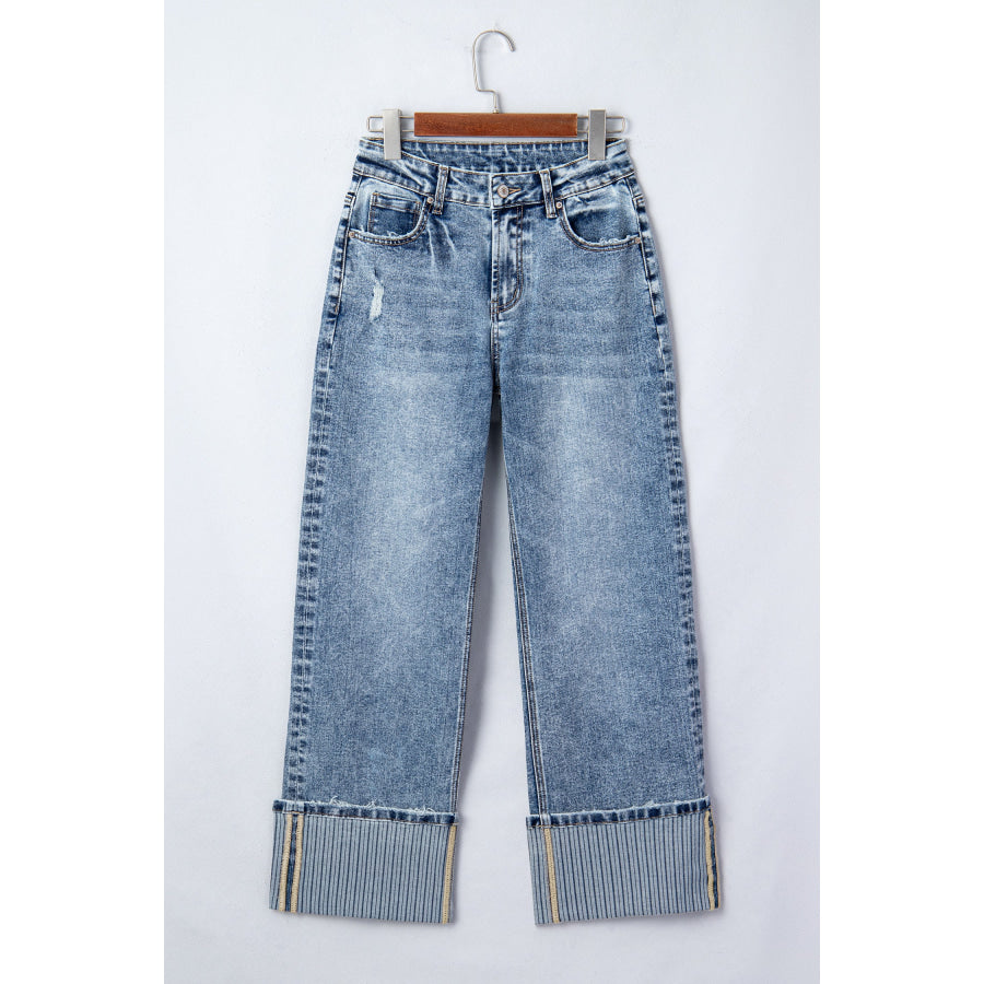 Ashleigh Blue Cuffed Straight Loose Jeans Bottoms/Jeans