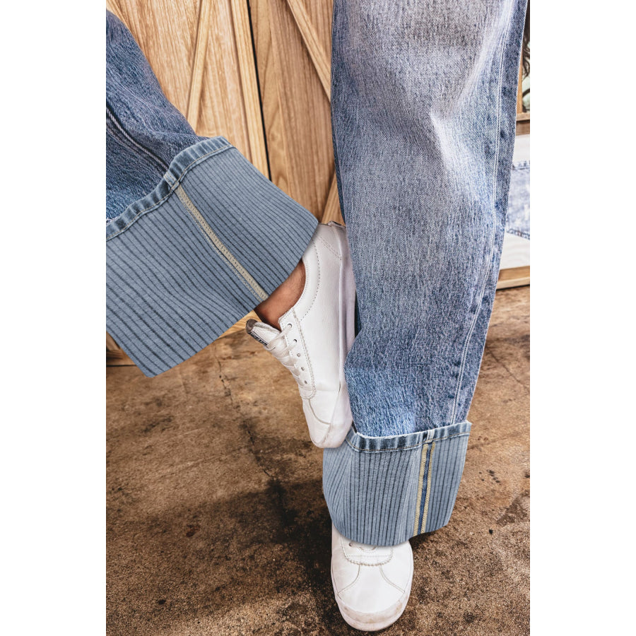 Ashleigh Blue Cuffed Straight Loose Jeans Bottoms/Jeans