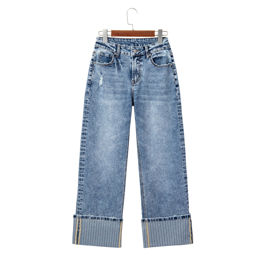 Ashleigh Blue Cuffed Straight Loose Jeans Bottoms/Jeans