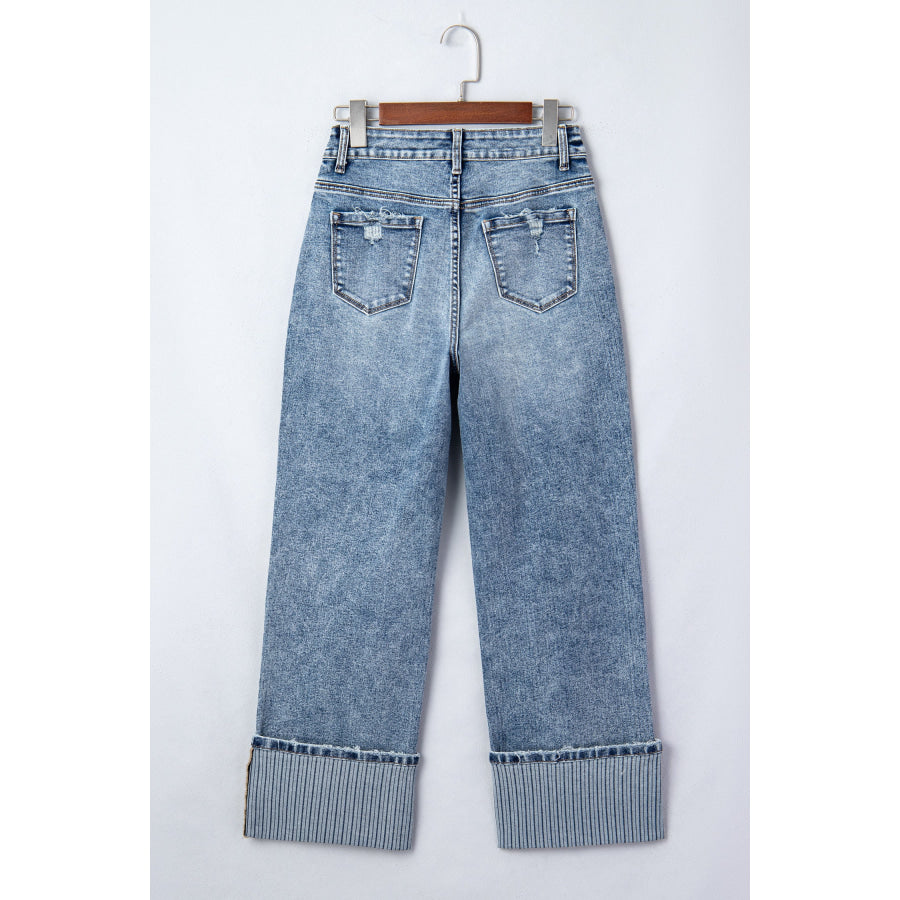 Ashleigh Blue Cuffed Straight Loose Jeans Bottoms/Jeans