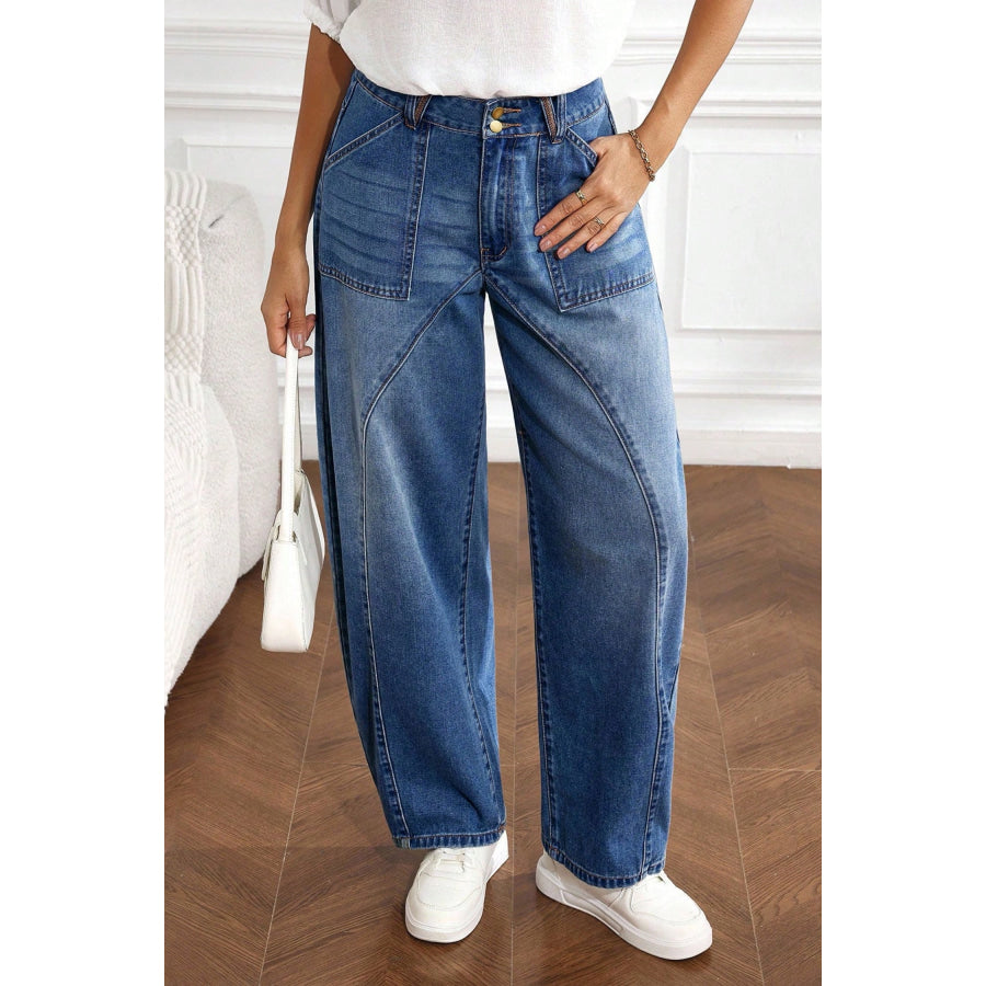 Ashleigh Blue Curved-Knife Ankle-Length Casual Jeans Bottoms/Jeans