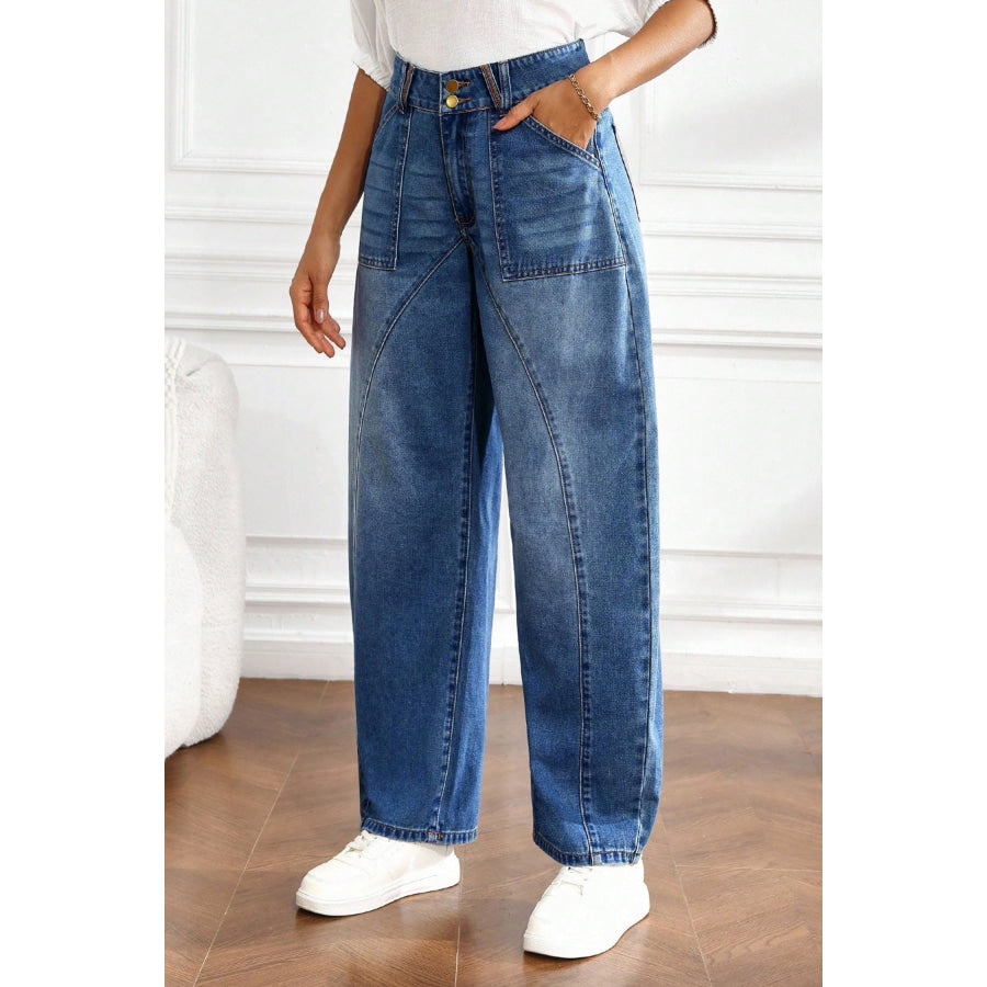 Ashleigh Blue Curved-Knife Ankle-Length Casual Jeans Bottoms/Jeans