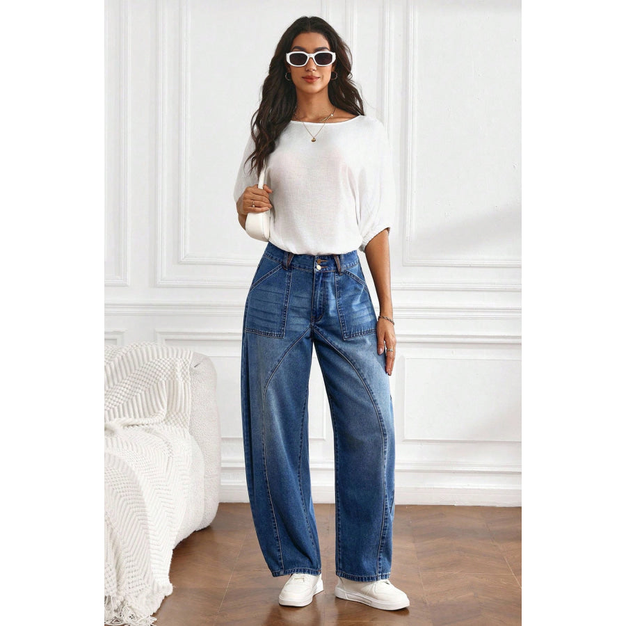 Ashleigh Blue Curved-Knife Ankle-Length Casual Jeans Bottoms/Jeans