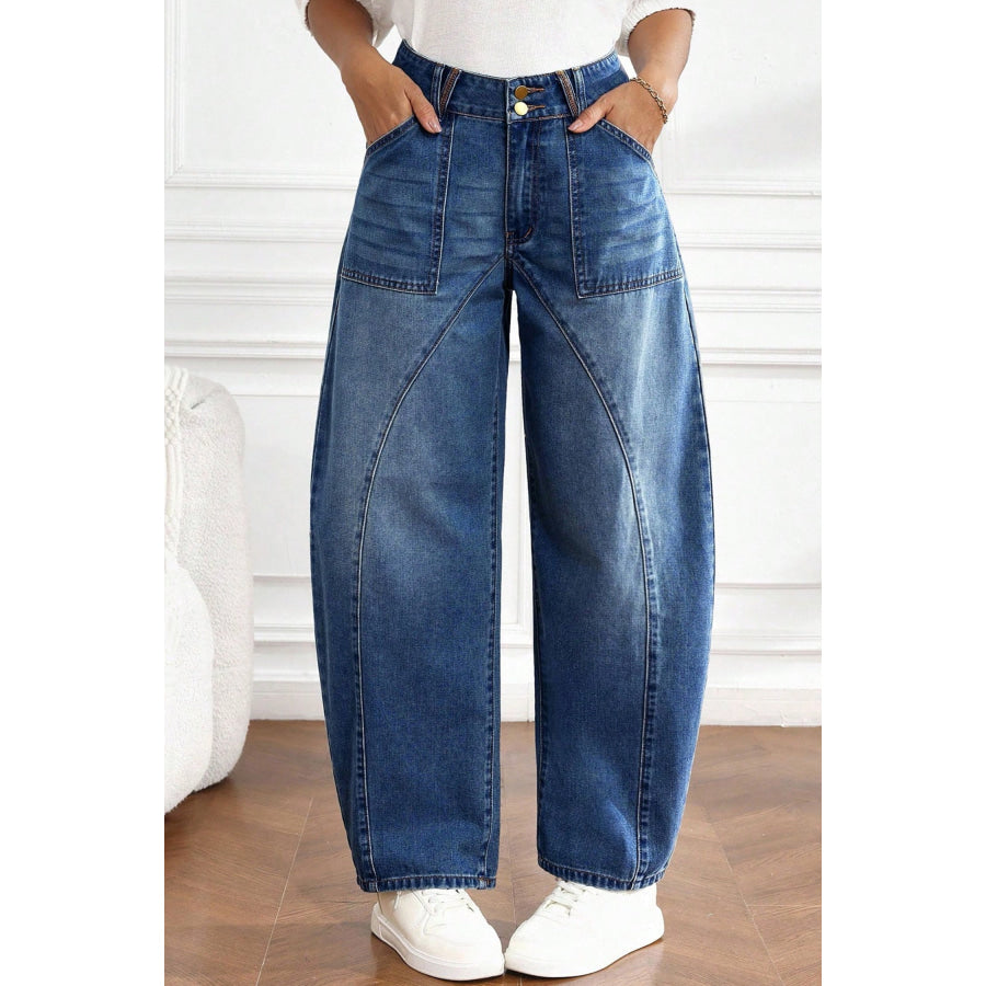 Ashleigh Blue Curved-Knife Ankle-Length Casual Jeans Bottoms/Jeans