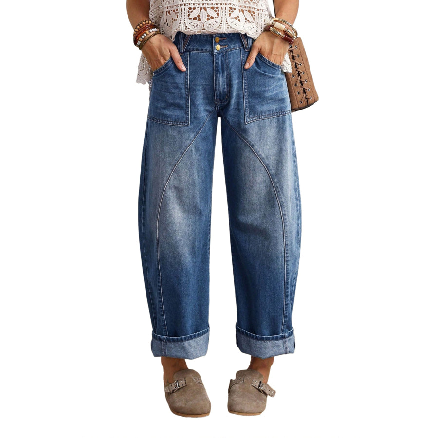 Ashleigh Blue Curved-Knife Ankle-Length Casual Jeans Bottoms/Jeans