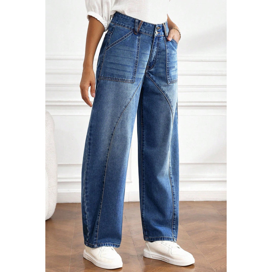 Ashleigh Blue Curved-Knife Ankle-Length Casual Jeans Bottoms/Jeans