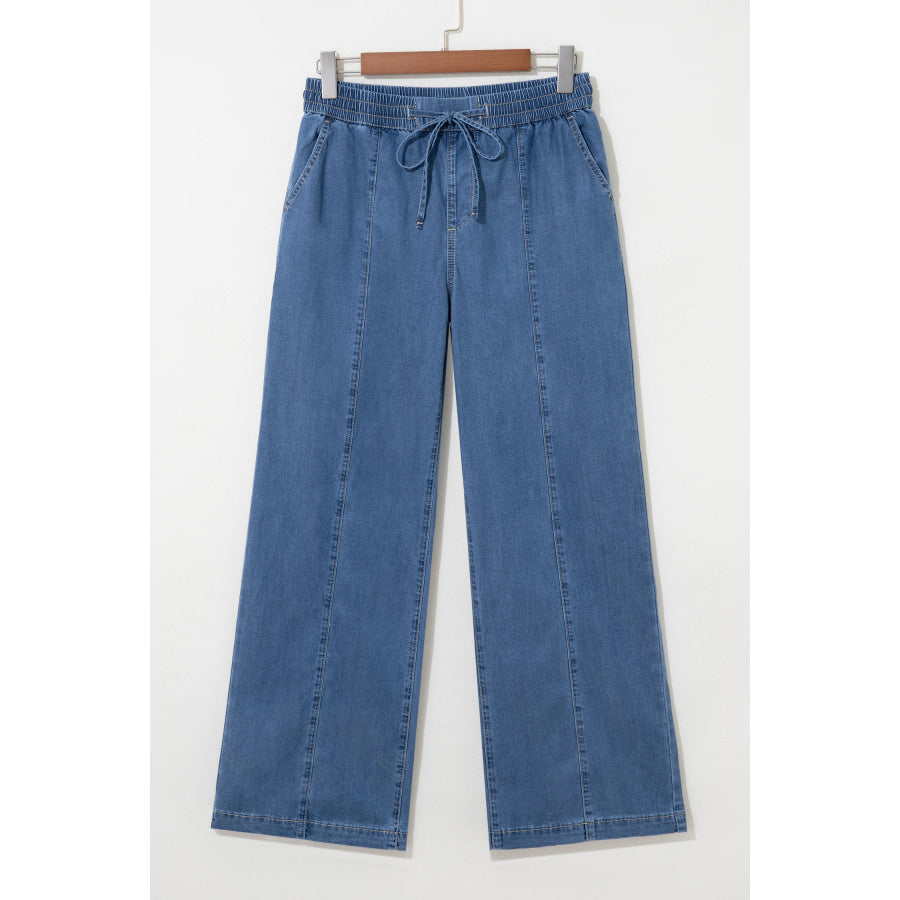 Ashleigh Blue Drawstring Waist Wide Leg Jeans Bottoms/Jeans