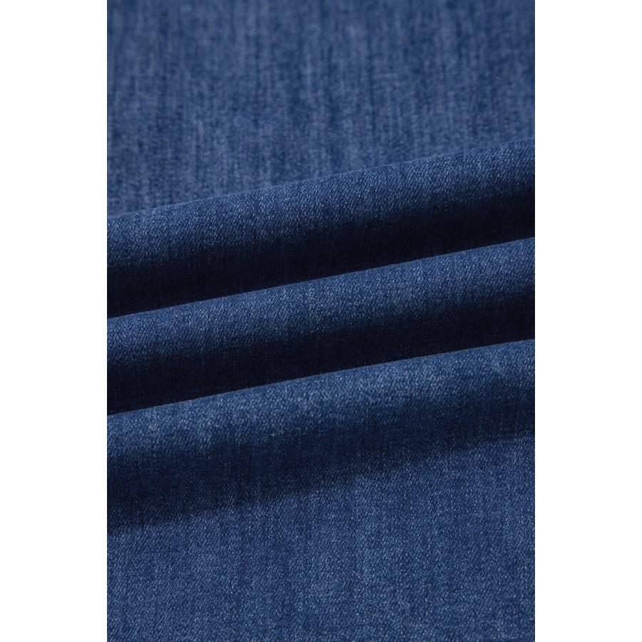 Ashleigh Blue Golden Button Detail Rolled Edge Flare Leg Jeans Bottoms/Jeans