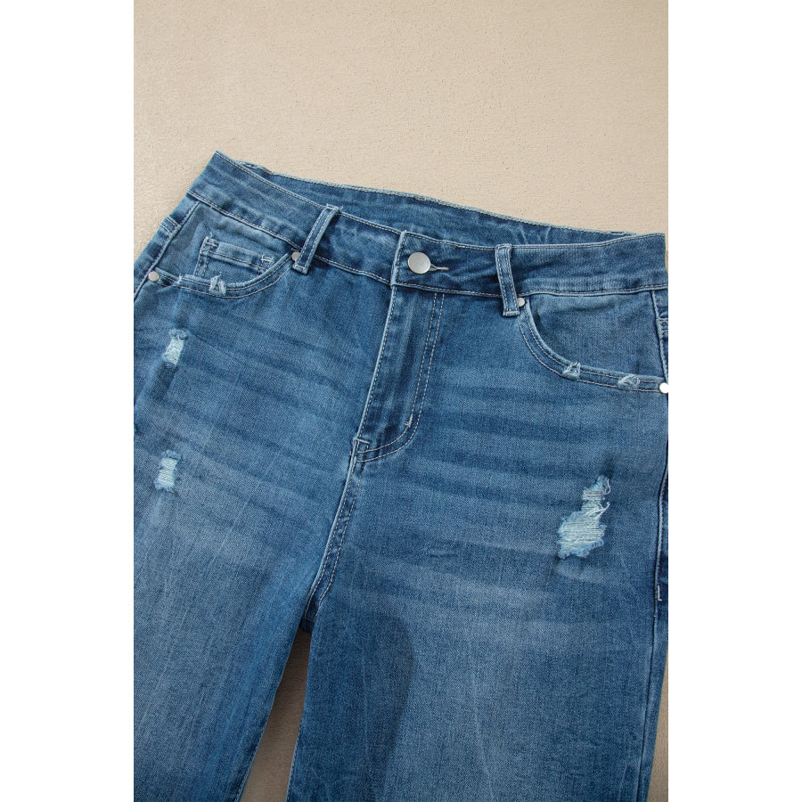 Ashleigh Blue High Waist Frayed Hem Flare Jeans Bottoms/Jeans