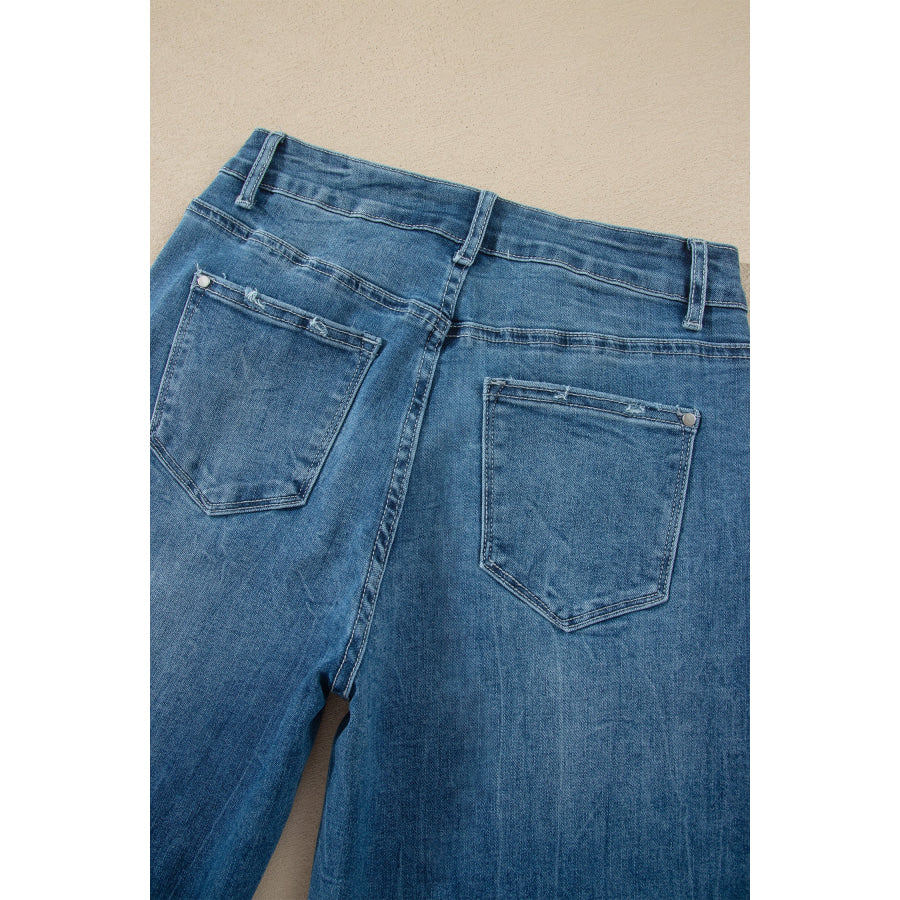 Ashleigh Blue High Waist Frayed Hem Flare Jeans Bottoms/Jeans