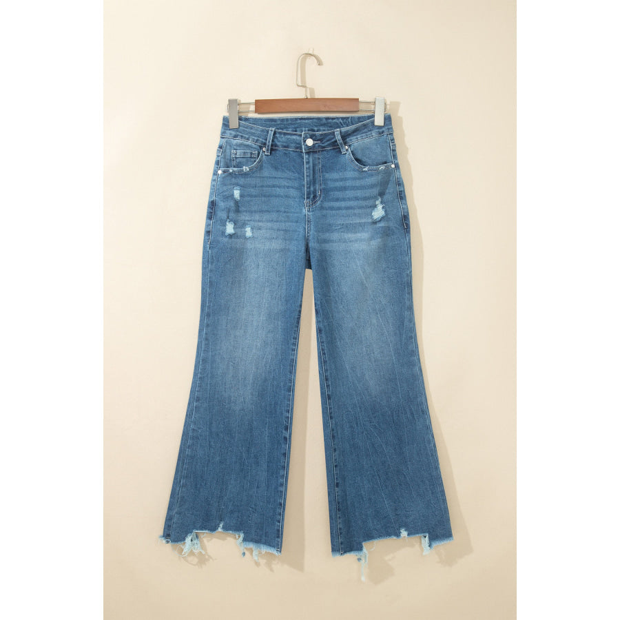 Ashleigh Blue High Waist Frayed Hem Flare Jeans Bottoms/Jeans