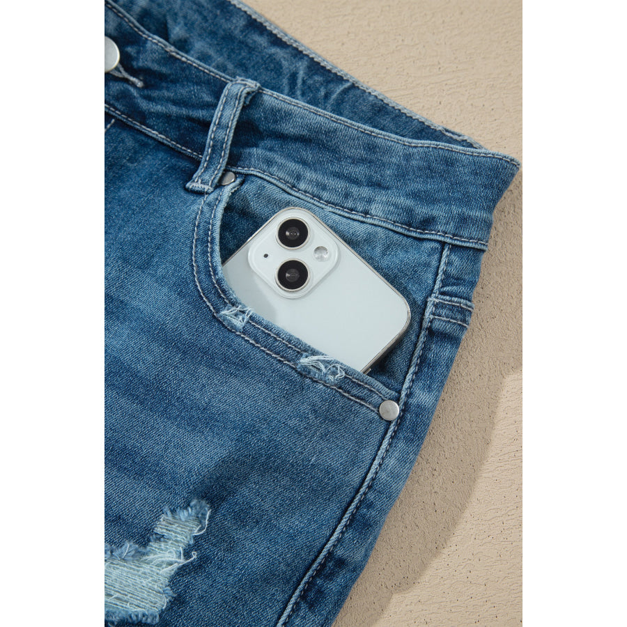 Ashleigh Blue High Waist Frayed Hem Flare Jeans Bottoms/Jeans