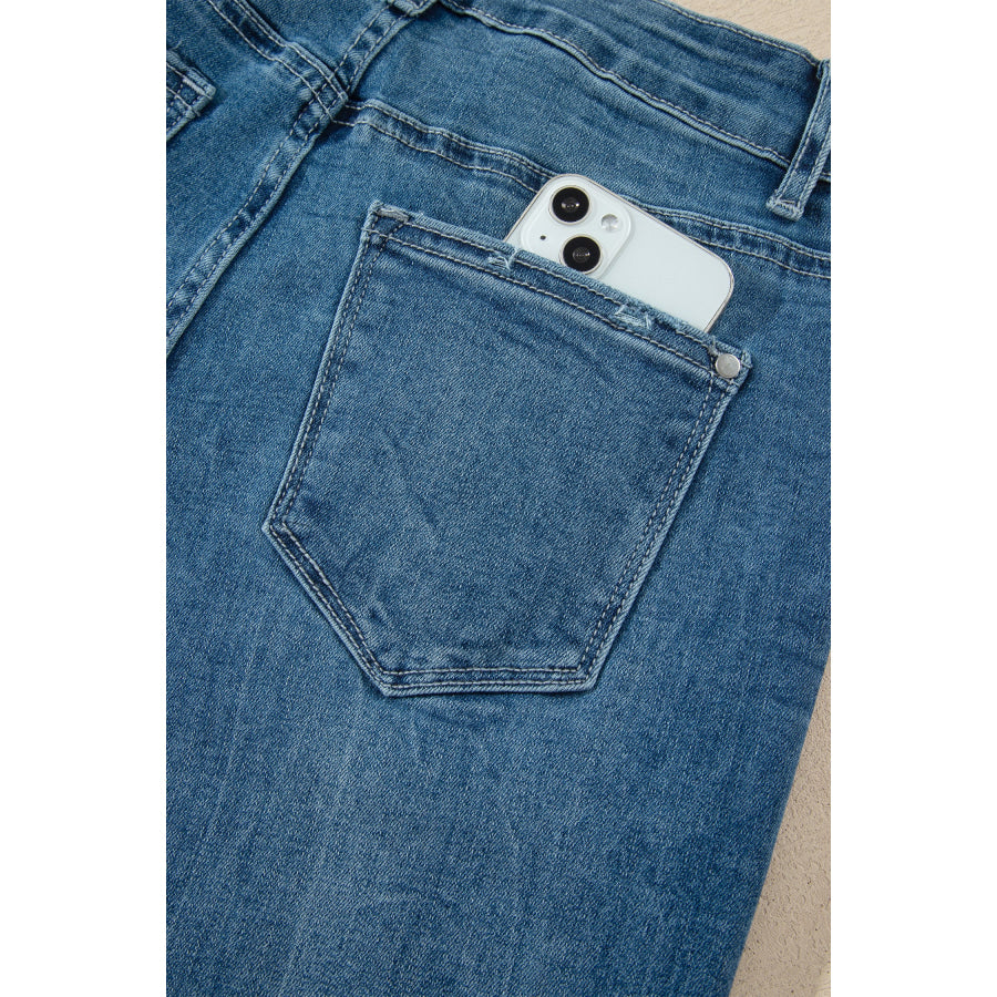 Ashleigh Blue High Waist Frayed Hem Flare Jeans Bottoms/Jeans