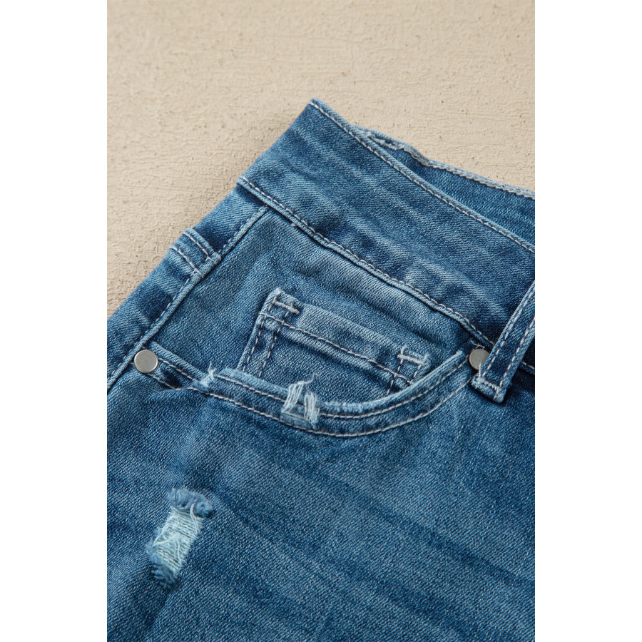 Ashleigh Blue High Waist Frayed Hem Flare Jeans Bottoms/Jeans