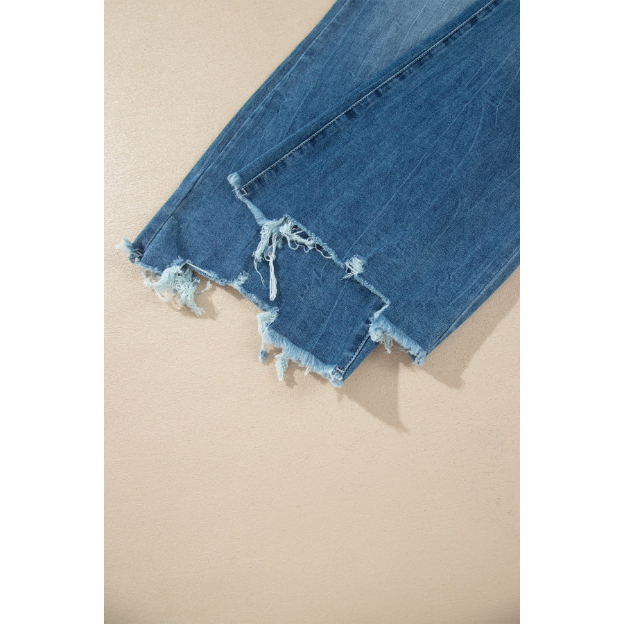 Ashleigh Blue High Waist Frayed Hem Flare Jeans Bottoms/Jeans