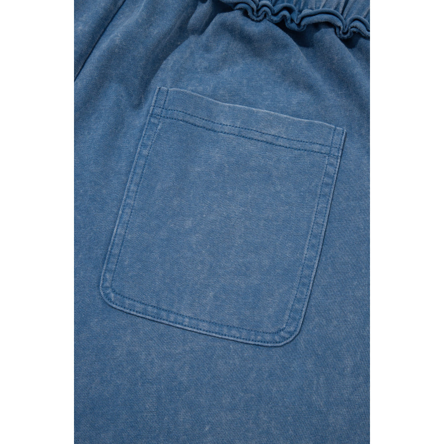 Ashleigh Blue Mineral Wash Seam Detail Flare Leg Drawstring Pants Bottoms/Pants & Culotte