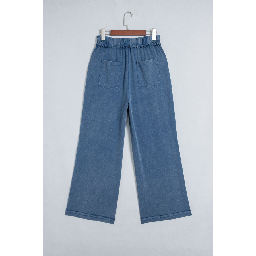 Ashleigh Blue Mineral Wash Seam Detail Flare Leg Drawstring Pants Bottoms/Pants & Culotte