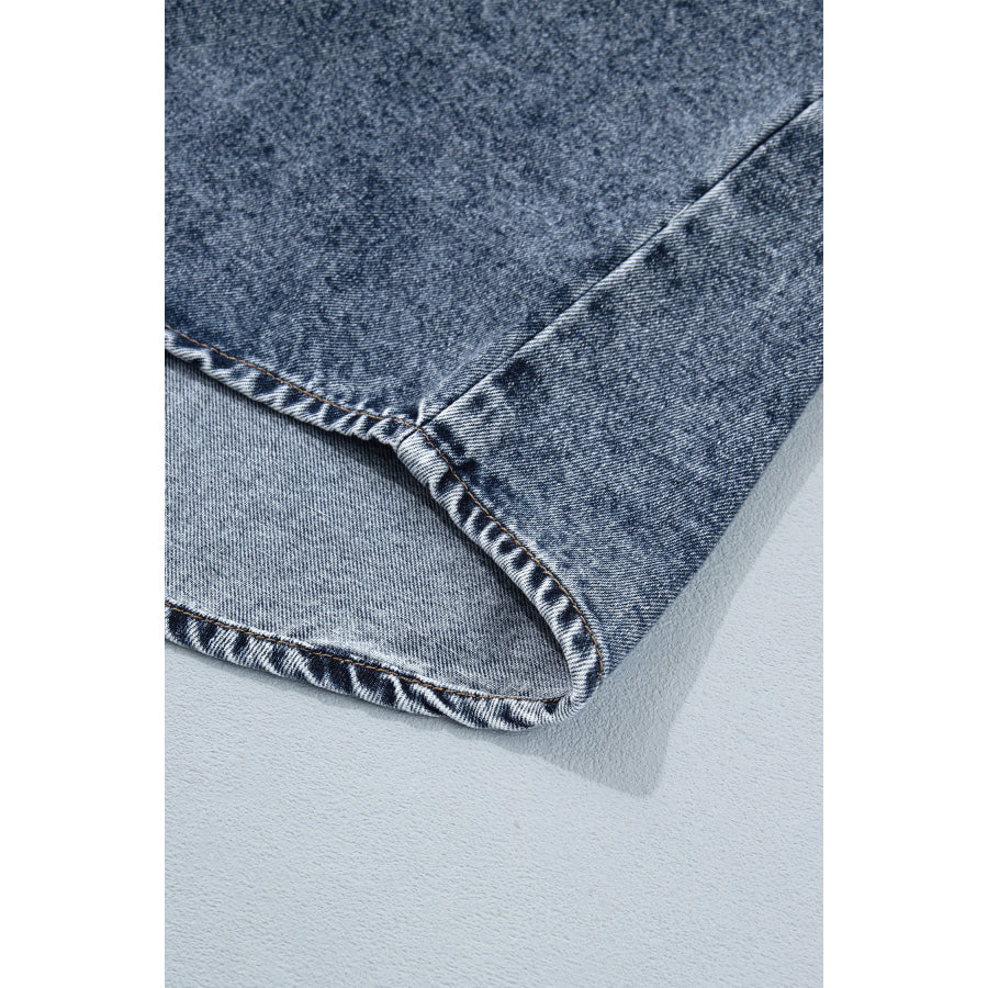 Ashleigh Blue Solid Denim Button Front Pocket Sleeveless Cowboy Vest Outerwear/Vests
